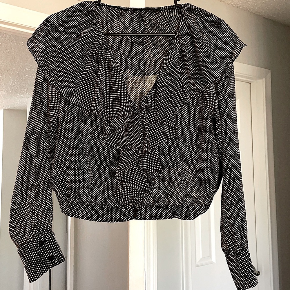 Black ruffled and dotted blouse (Zara)